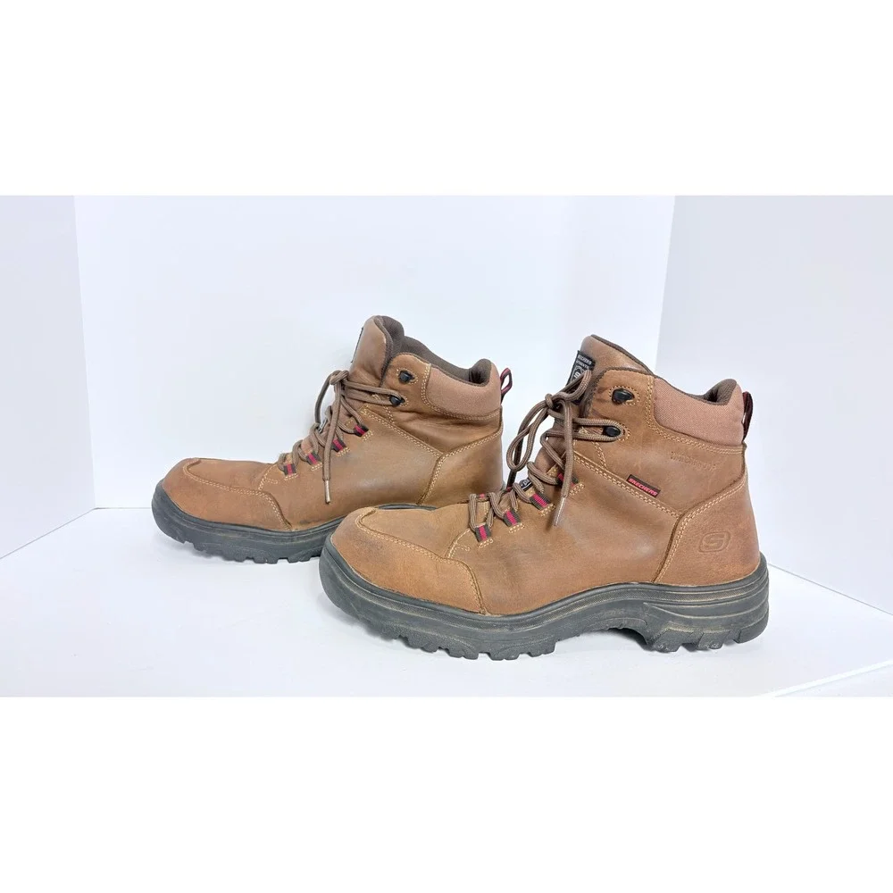 Skechers Brown Burgin-Benafick Steel Toe Waterproof Work Boots Men Size 14